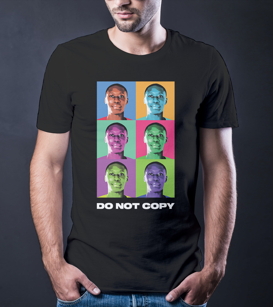 Khaby Lame Pop Art Style Do Not Copy Multi-Color Portraits T-Shirt
