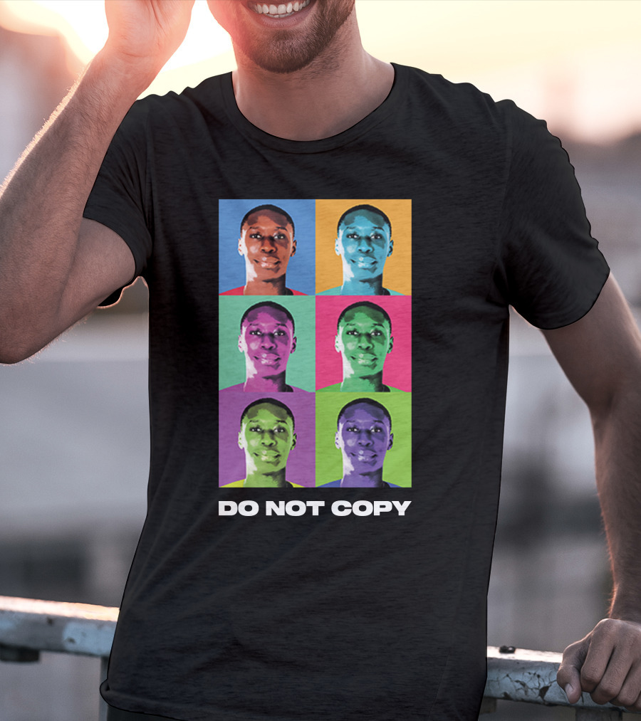 Khaby Lame Pop Art Style Do Not Copy Multi-Color Portraits T-Shirt