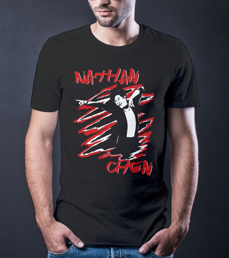 Nathan Chen Dynamic Pose Red And Black T-Shirt