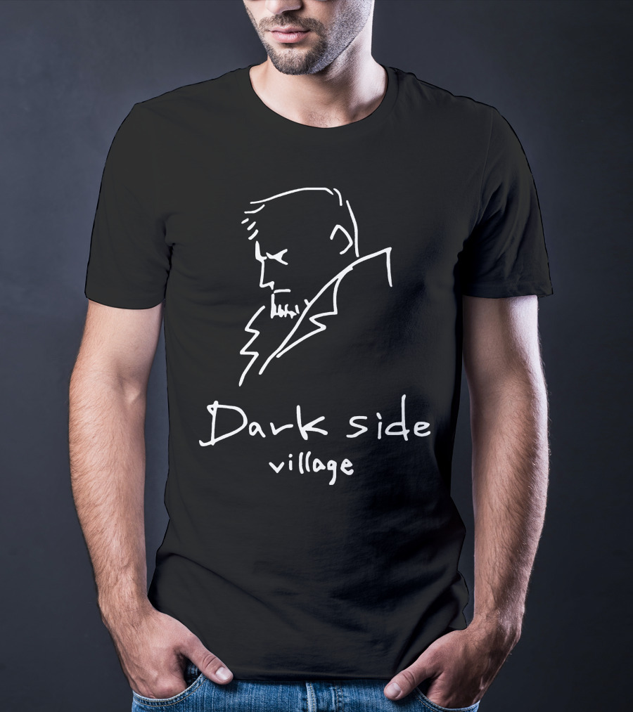Dark Side Village Mysterious Outline Character Drawing T-Shirt