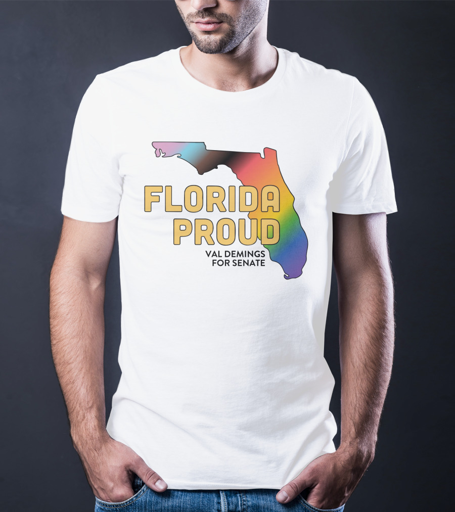 Florida Proud Rainbow Map Val Demings For Senate T-Shirt