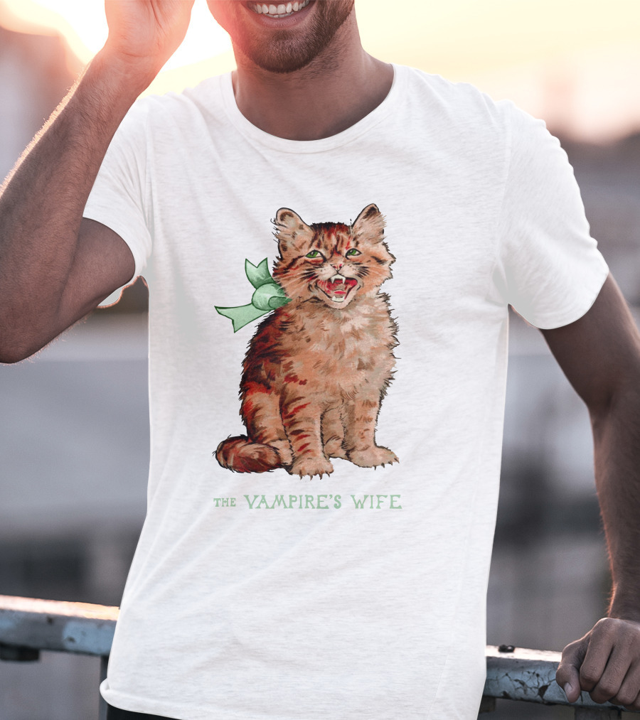 The Vampire's Wife Smiling Cat With Green T-Shirt