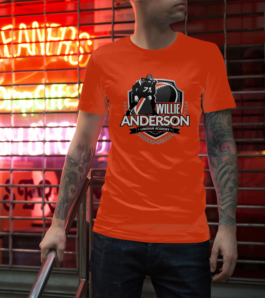 Willie Anderson Lineman Academy Football Shield T-Shirt