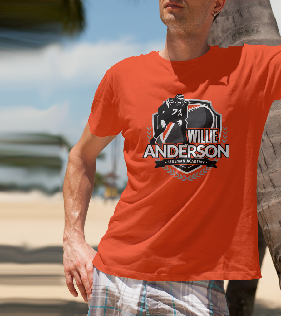Willie Anderson Lineman Academy Football Shield T-Shirt