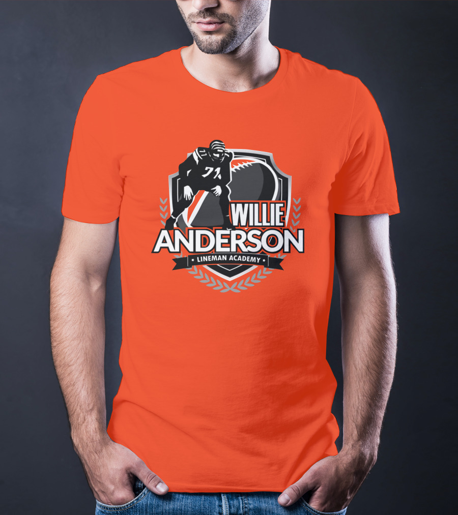 Willie Anderson Lineman Academy Football Shield T-Shirt