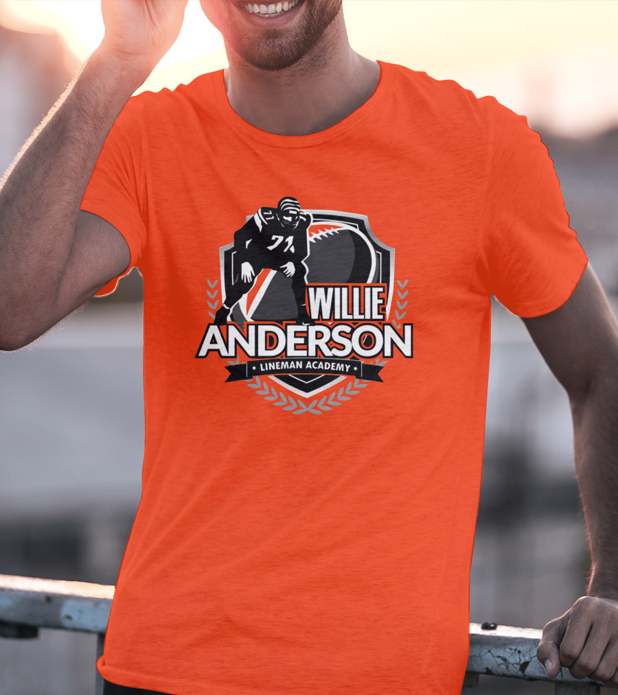 Willie Anderson Lineman Academy Football Shield T-Shirt