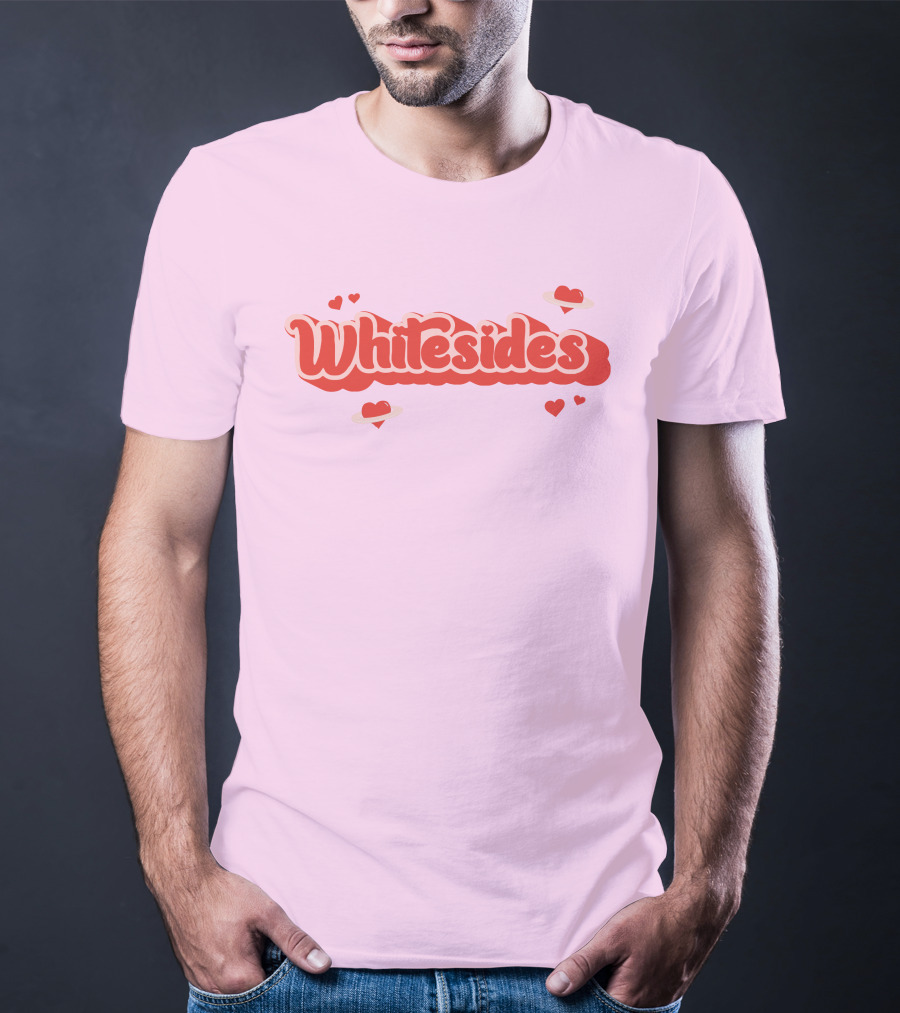 Whitesides Red Heart Design Pink Background T-Shirt