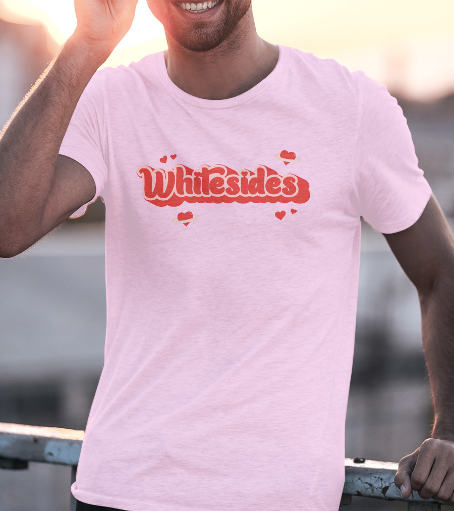 Whitesides Red Heart Design Pink Background T-Shirt