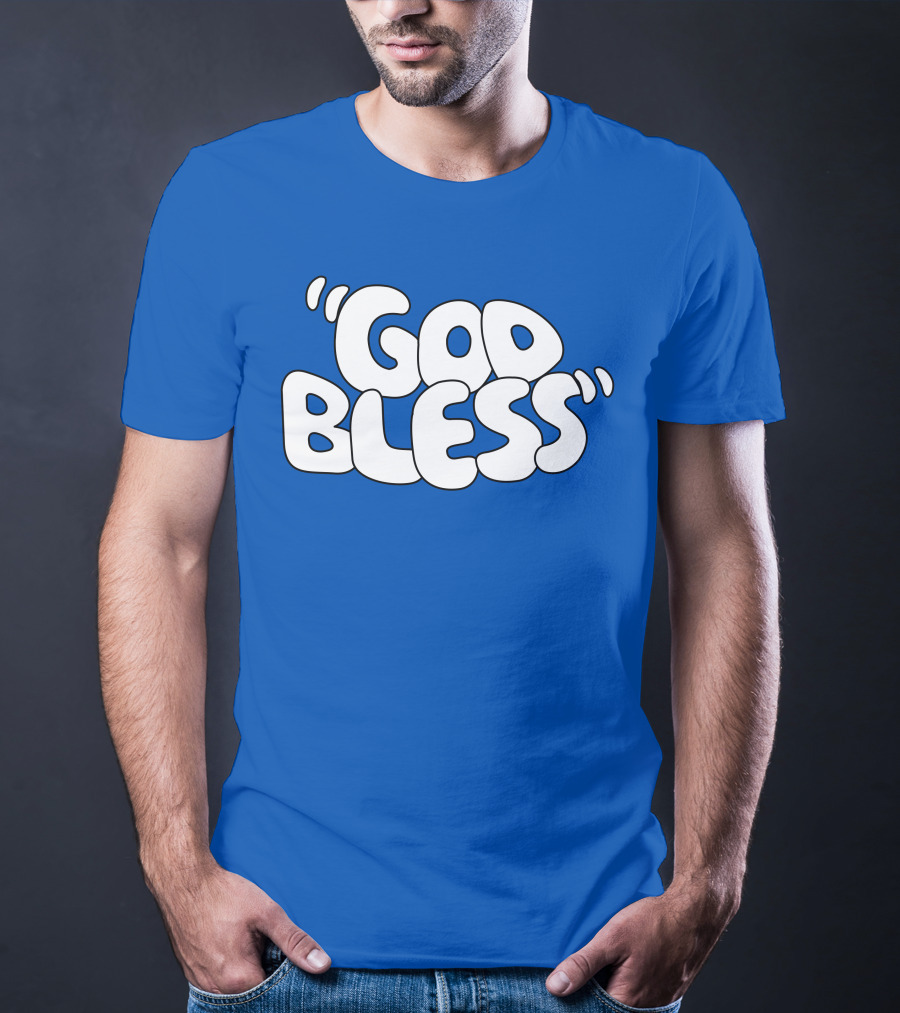 God Bless Text In Bubble Letters T-Shirt