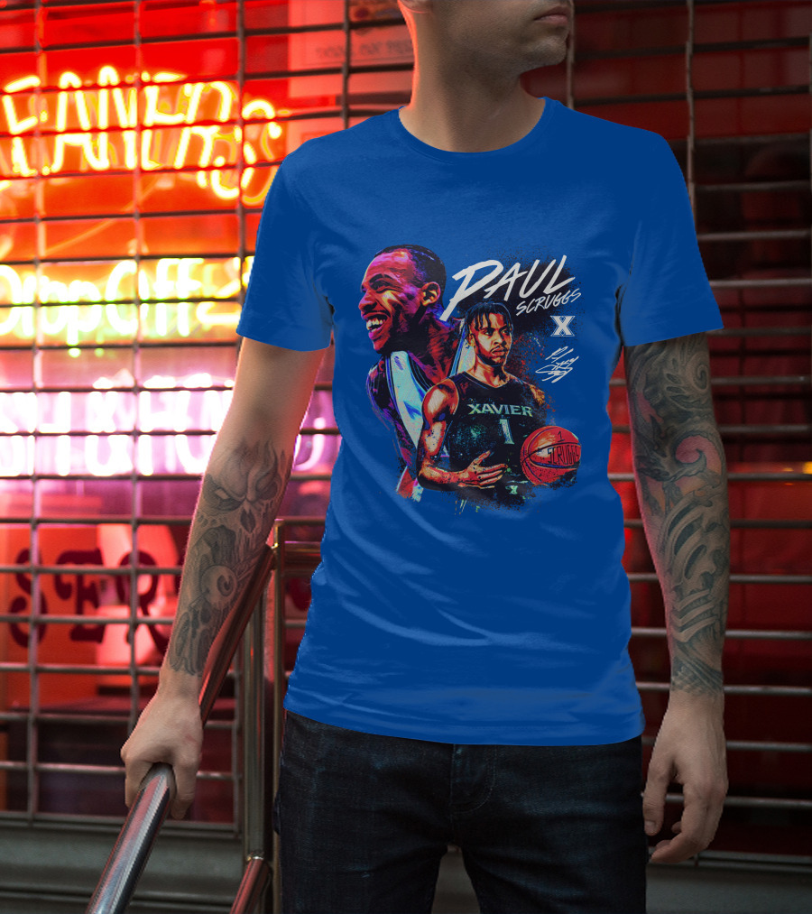 Paul Scruggs Xavier Basketball Number 1 Player Autograph Edition T-Shirt