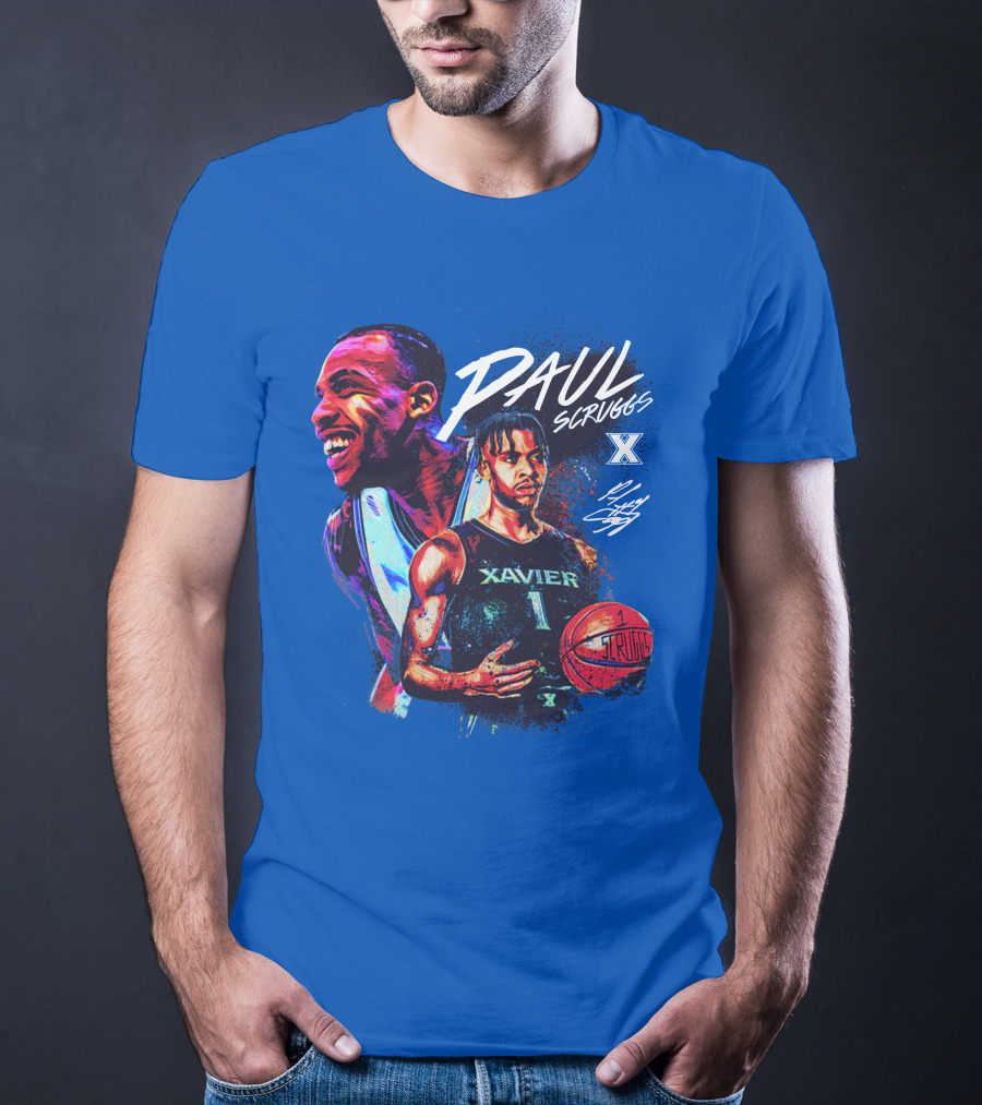 Paul Scruggs Xavier Basketball Number 1 Player Autograph Edition T-Shirt