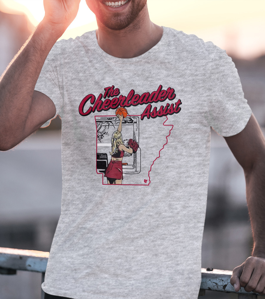 The Cheerleader Assist Arkansas Basketball Rim Scene T-Shirt