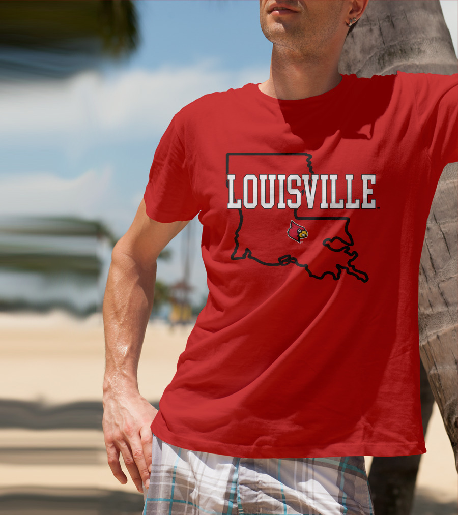 Louisville Cardinals Louisiana Map T-Shirt