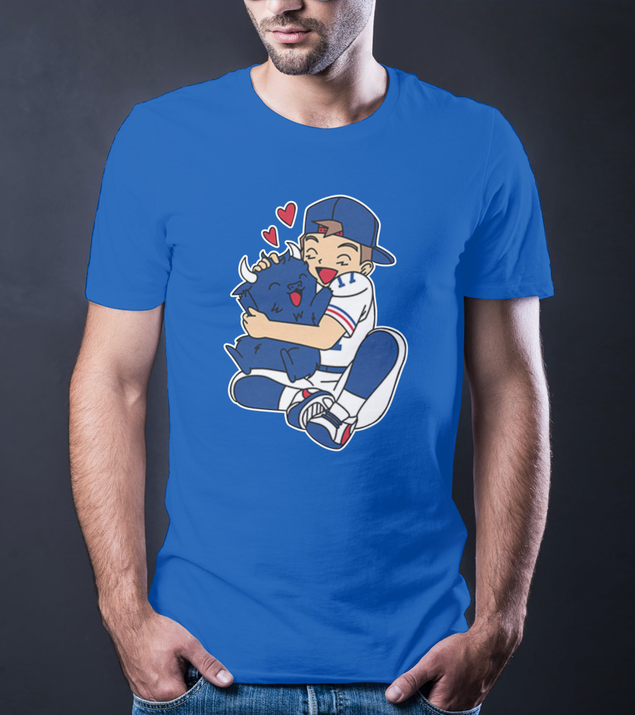 Gotta Throw 'Em All Cute Buffalo Hugging Sports Fan With Hearts T-Shirt