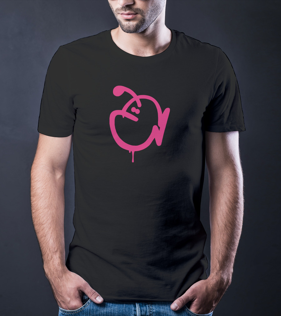 Drippy Fish Graffiti Art Pink Outline T-Shirt