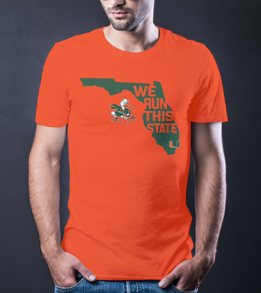 We Run This State Miami Hurricanes Florida Map Vector T-Shirt