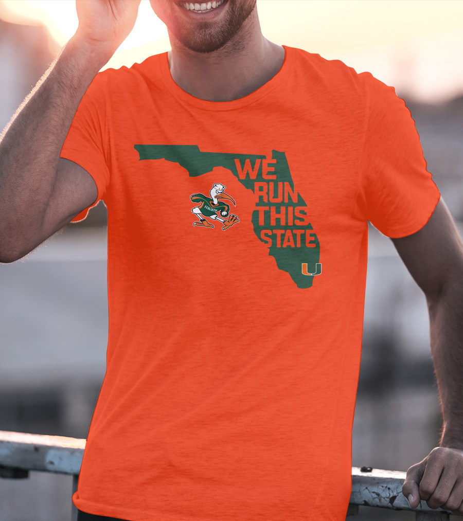 We Run This State Miami Hurricanes Florida Map Vector T-Shirt