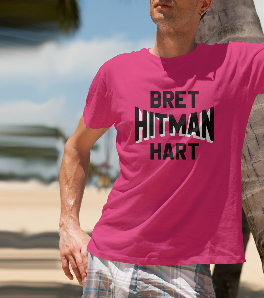 Roots Of Fight Bret Hitman Hart Pink T-Shirt