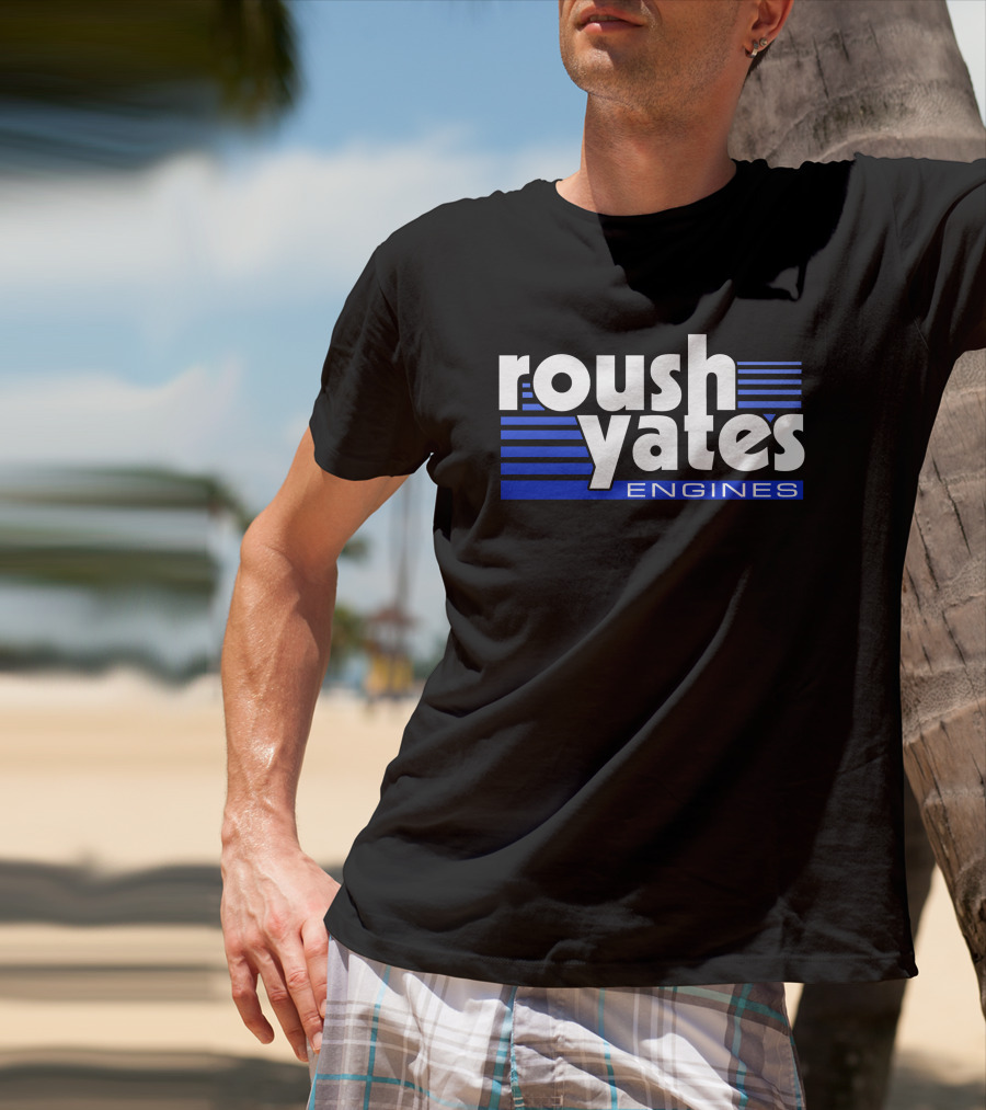 Roush Yates Engines Logo Blue Stripes T-Shirt