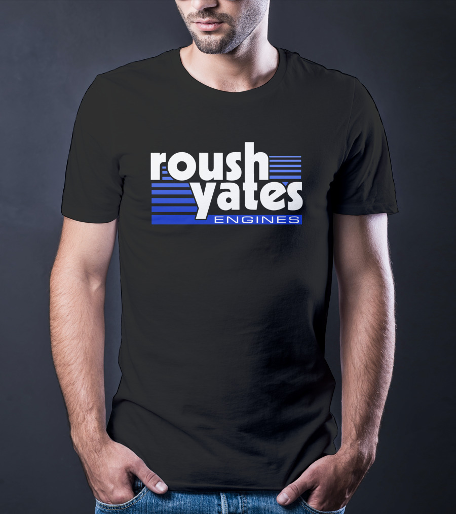 Roush Yates Engines Logo Blue Stripes T-Shirt