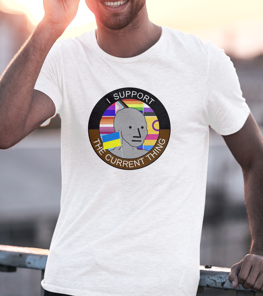 Elon Musk I Support The Current Thing NPC Meme Flag Circle T-Shirt