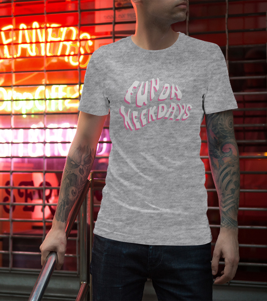 Jenna Palek Merch Fun On Weekdays Pink White Curved Text T-Shirt
