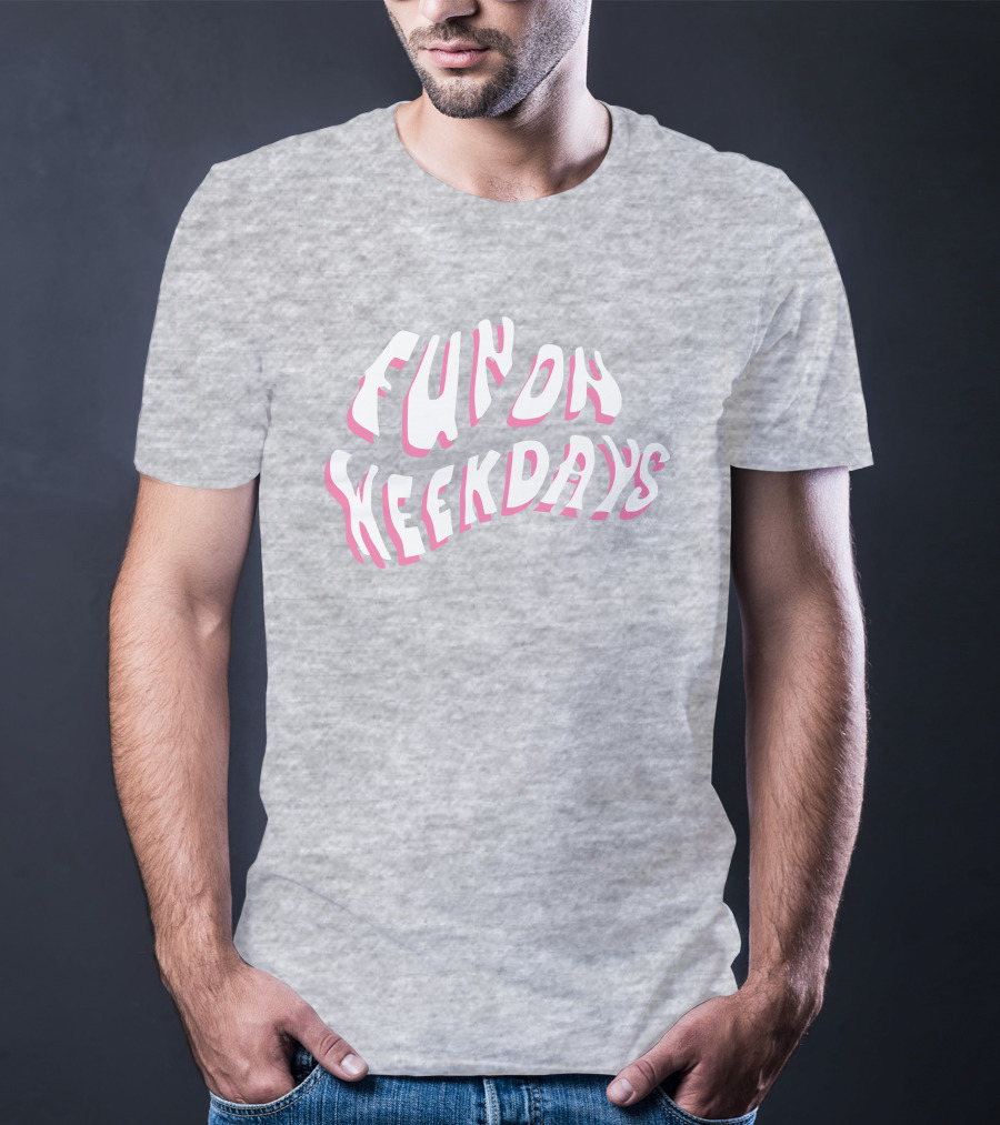 Jenna Palek Merch Fun On Weekdays Pink White Curved Text T-Shirt