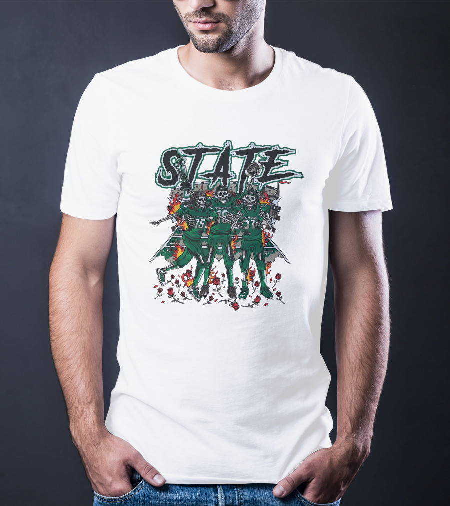 Sana Detroit Michigan State Football Skeletons In Flames T-Shirt