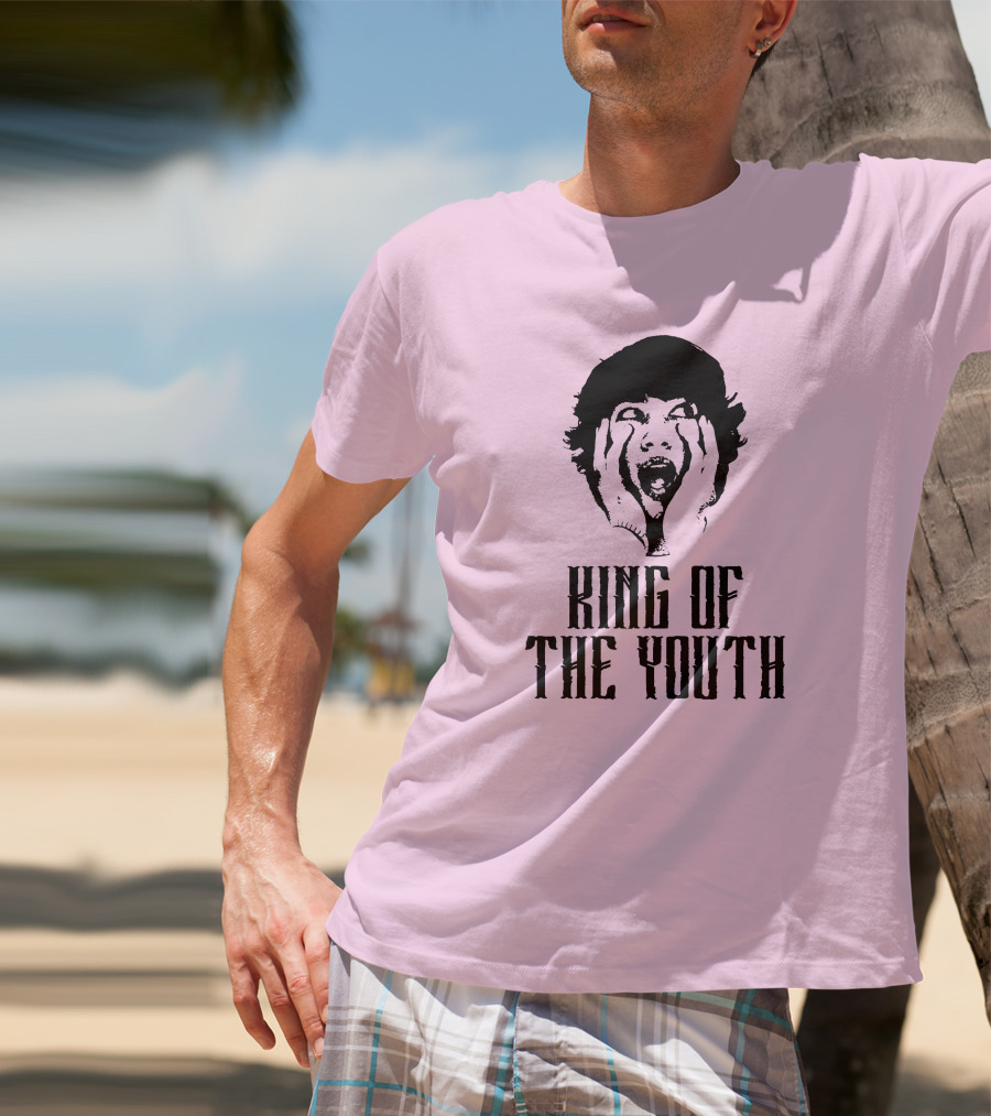 Baylen Levine Merch Store King Of The Youth Pink Graphic Featuring Shouting Face T-Shirt