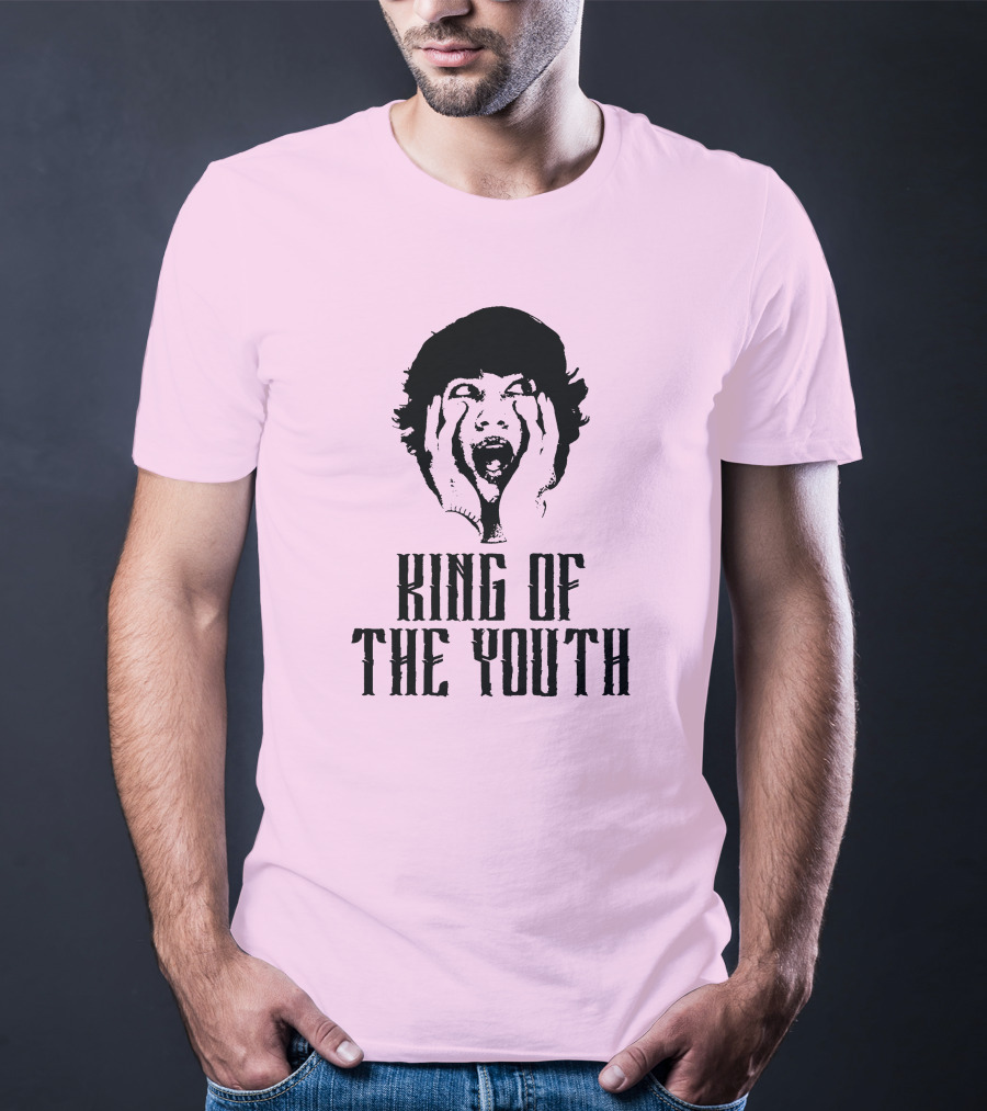 Baylen Levine Merch Store King Of The Youth Pink Graphic Featuring Shouting Face T-Shirt