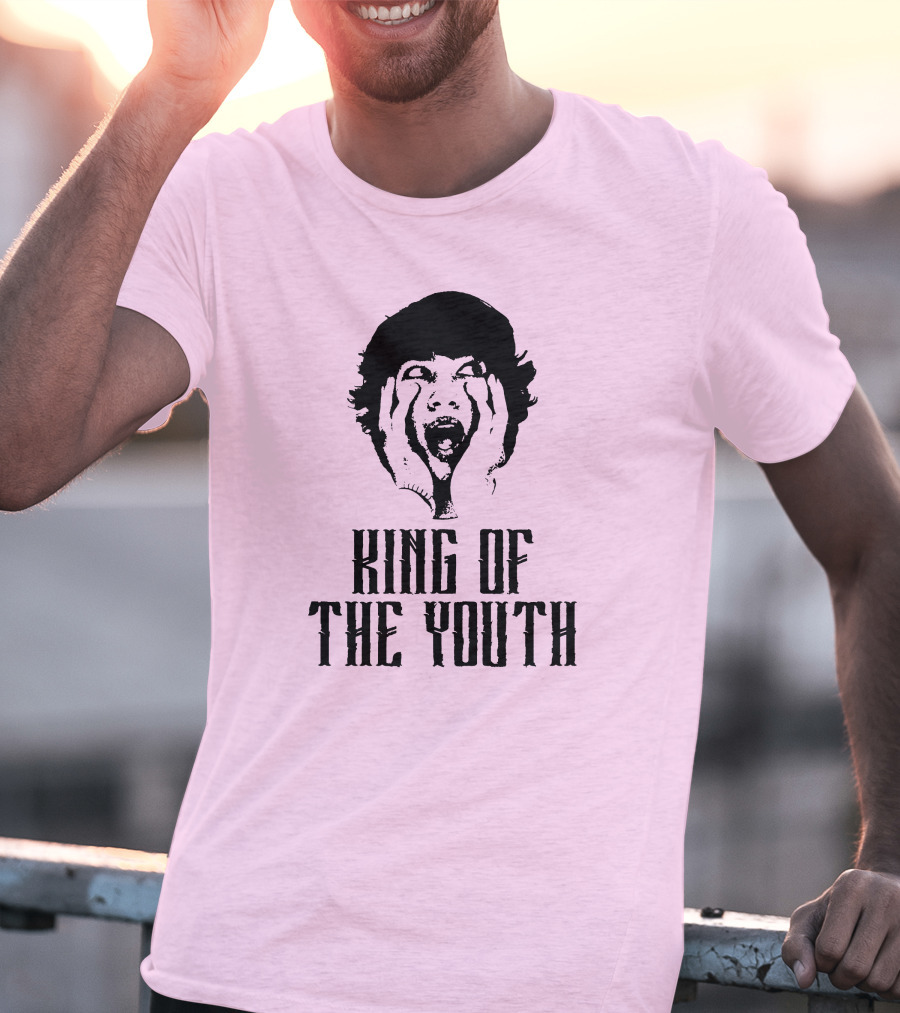 Baylen Levine Merch Store King Of The Youth Pink Graphic Featuring Shouting Face T-Shirt