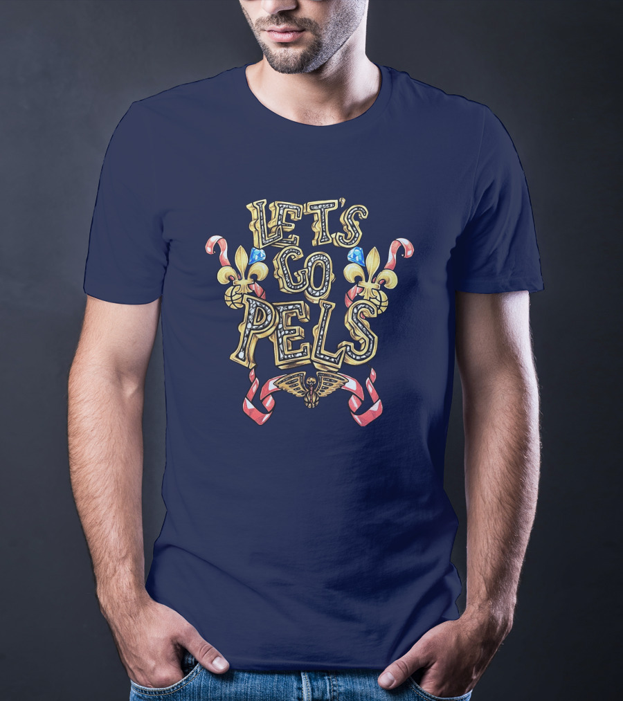 New Orleans Pelicans Let's Go Pels Fleur-de-Lis Basketball Elements T-Shirt