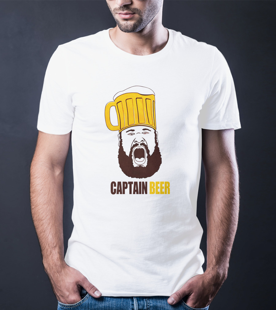 Dominic Grecco Captain Beer Mug Head Shouting Bearded Face T-Shirt