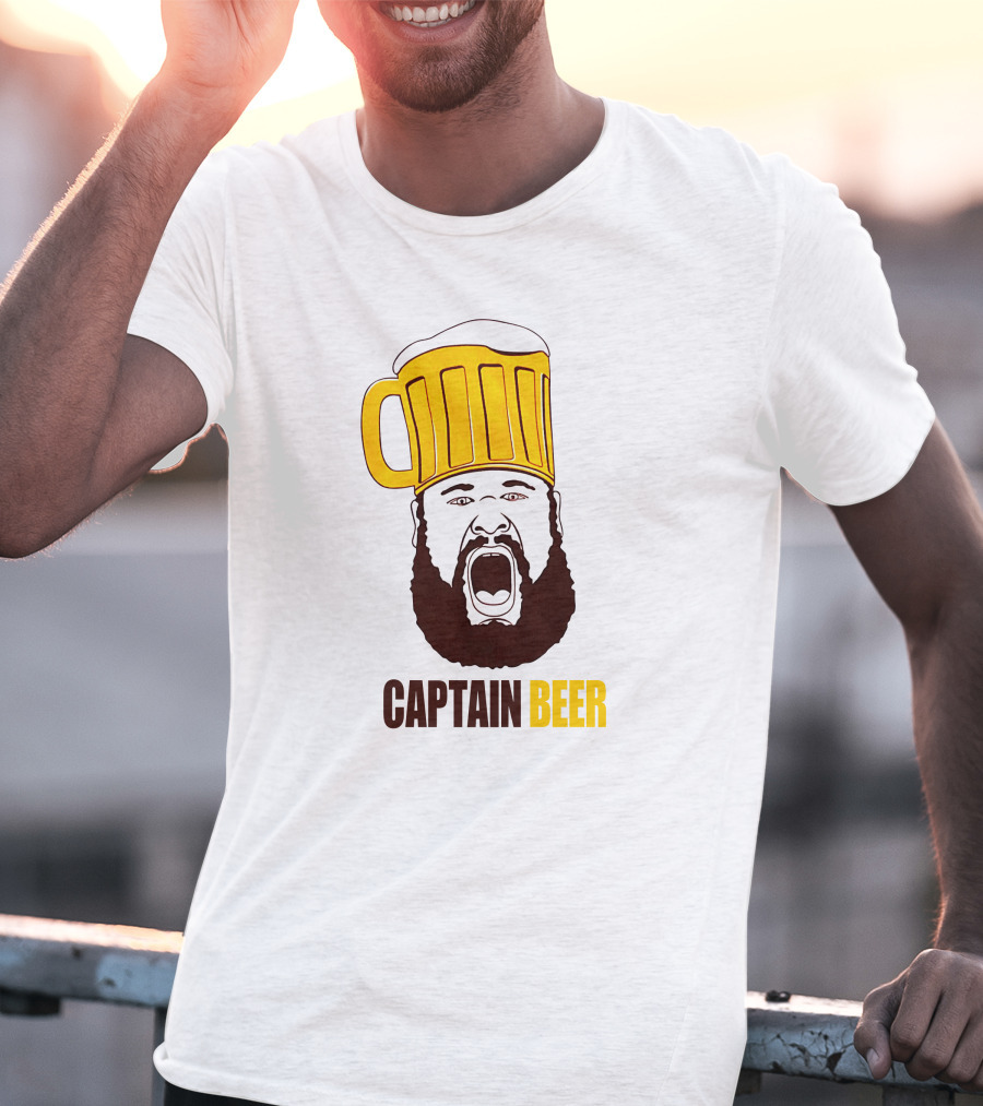 Dominic Grecco Captain Beer Mug Head Shouting Bearded Face T-Shirt