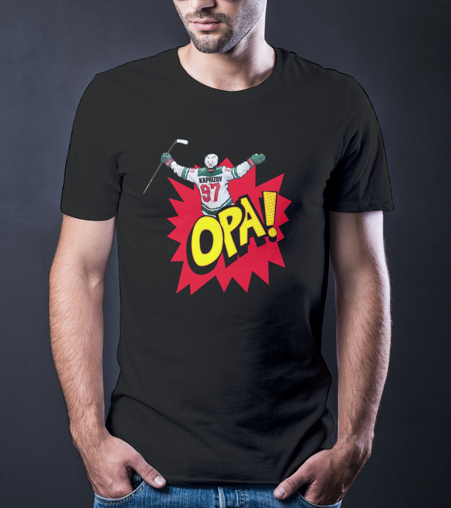 Hockeylodge Store Kirill Kaprizov 97 Opa Explosion T-Shirt