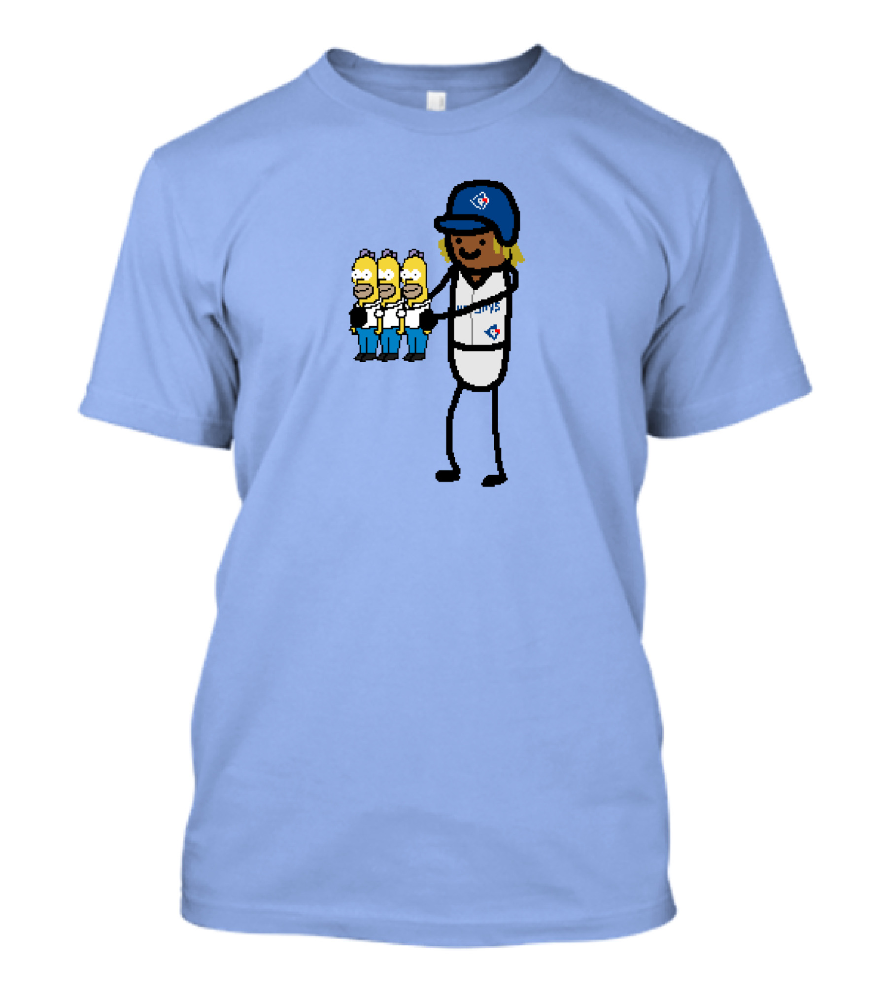 Toronto Blue Jays Vladimir Guerrero Jr. Holding Cartoon Characters And Three Homers T-Shirt