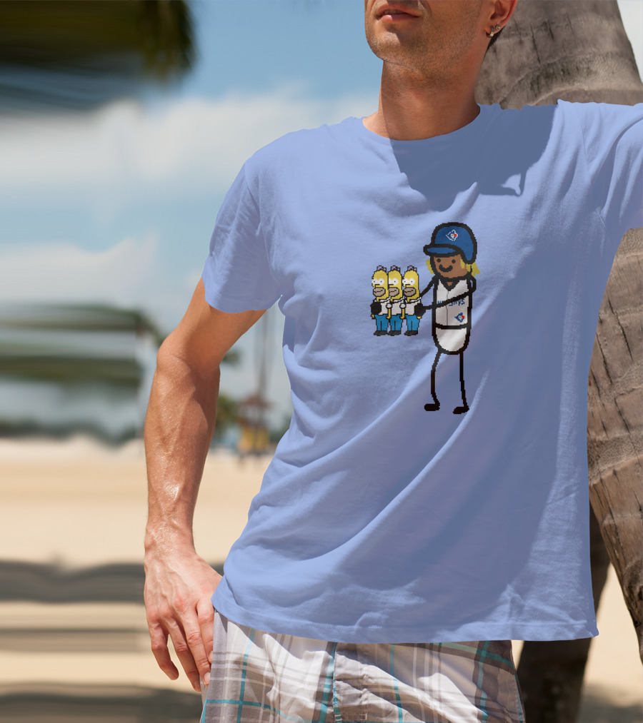 Toronto Blue Jays Vladimir Guerrero Jr. Holding Cartoon Characters And Three Homers T-Shirt