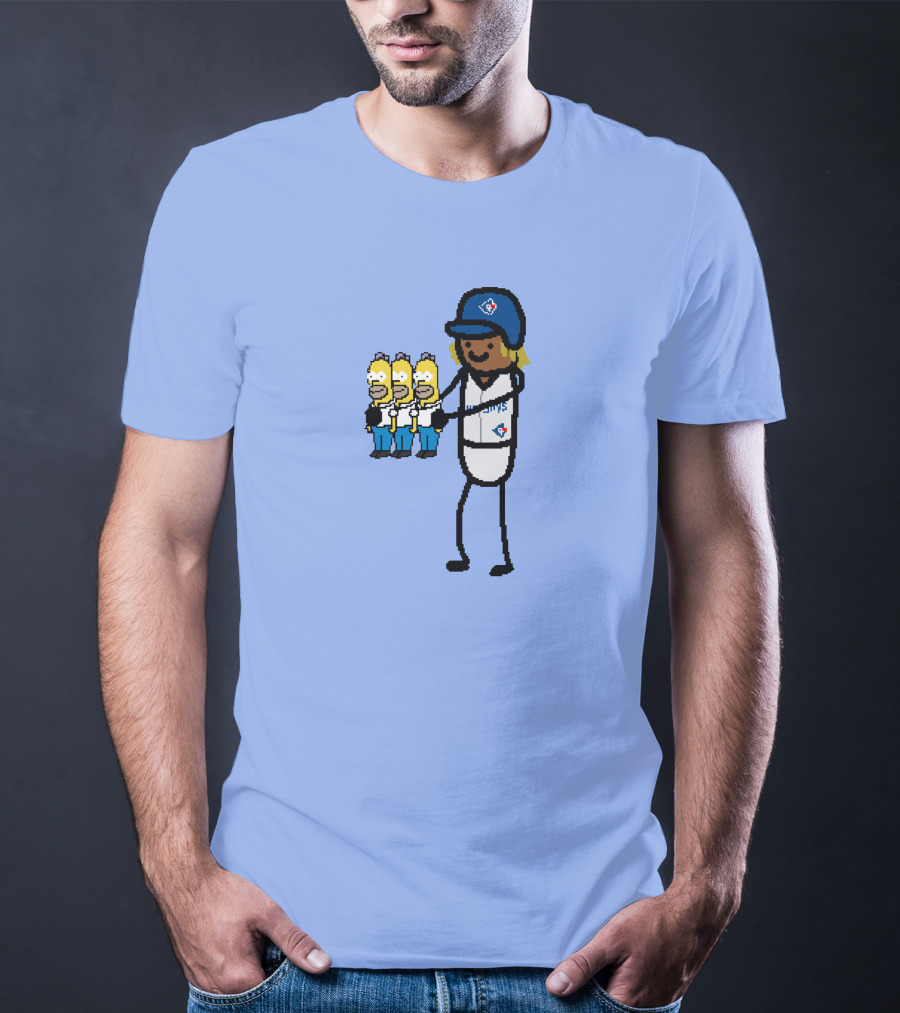 Toronto Blue Jays Vladimir Guerrero Jr. Holding Cartoon Characters And Three Homers T-Shirt