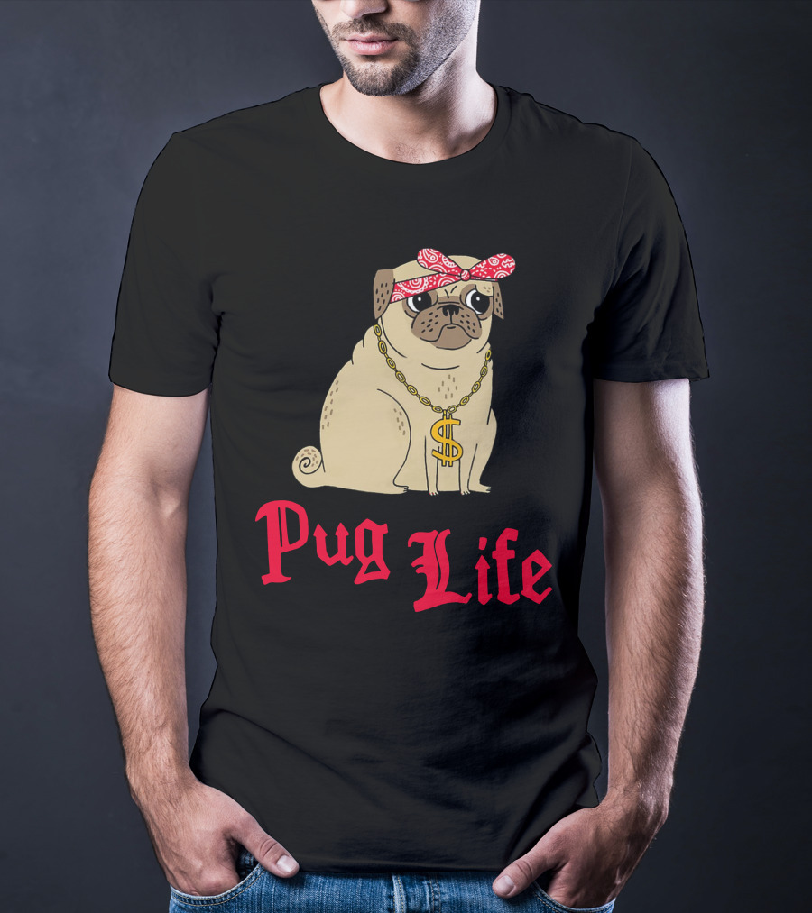 Gemma Correll Pug Life Dollar Sign Chain Bandana T-Shirt