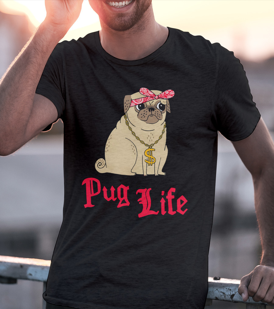 Gemma Correll Pug Life Dollar Sign Chain Bandana T-Shirt