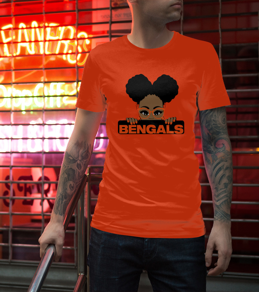 Rare Tagz Merch Bengals Girls Bengals Fanatic Afro T-Shirt