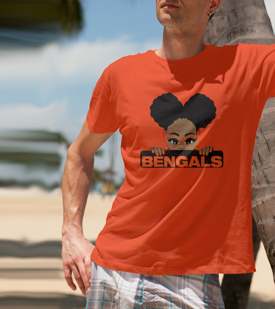 Rare Tagz Merch Bengals Girls Bengals Fanatic Afro T-Shirt