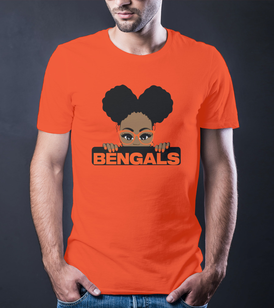 Rare Tagz Merch Bengals Girls Bengals Fanatic Afro T-Shirt