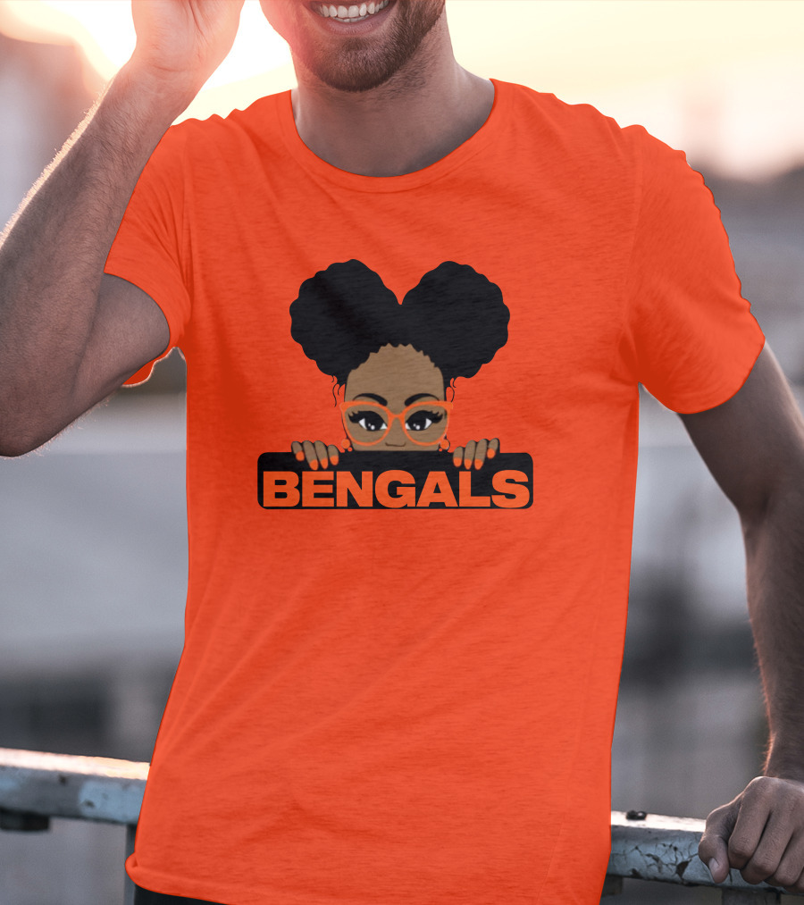 Rare Tagz Merch Bengals Girls Bengals Fanatic Afro T-Shirt