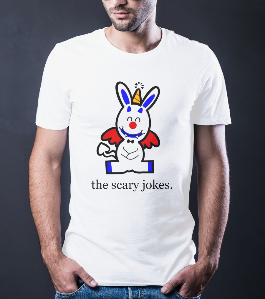 The Scary Jokes Cartoon Bunny With Party Hat And Red Wings T-Shirt