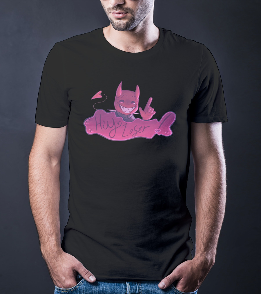 Gutsluvr Signature Hey Loser Devilish Pink Character Playful Gesture T-Shirt