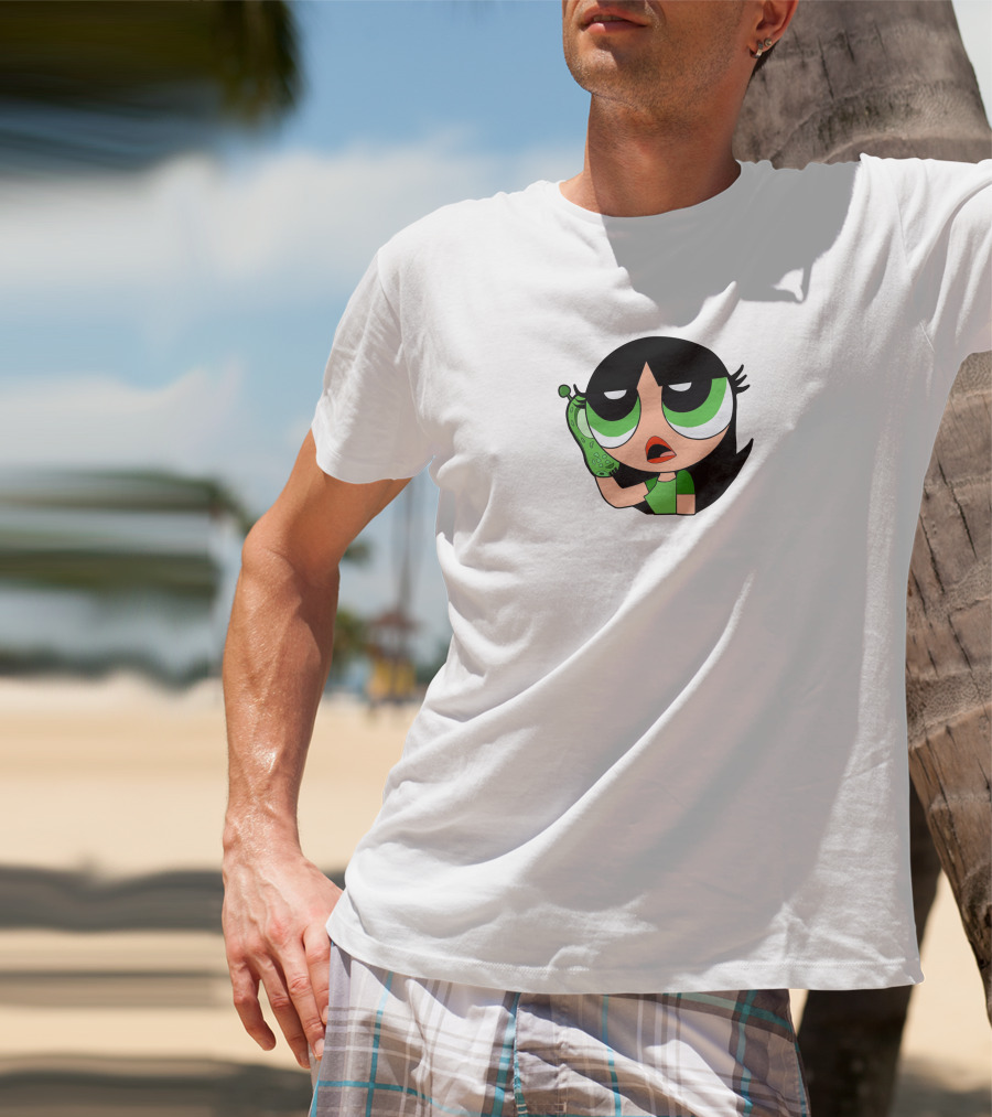 The Powerpuff Girls Buttercup Talking To Broccoli Phone Animation T-Shirt
