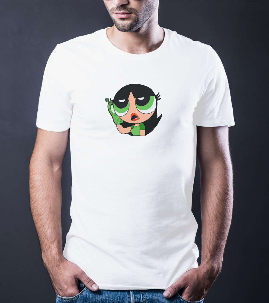 The Powerpuff Girls Buttercup Talking To Broccoli Phone Animation T-Shirt