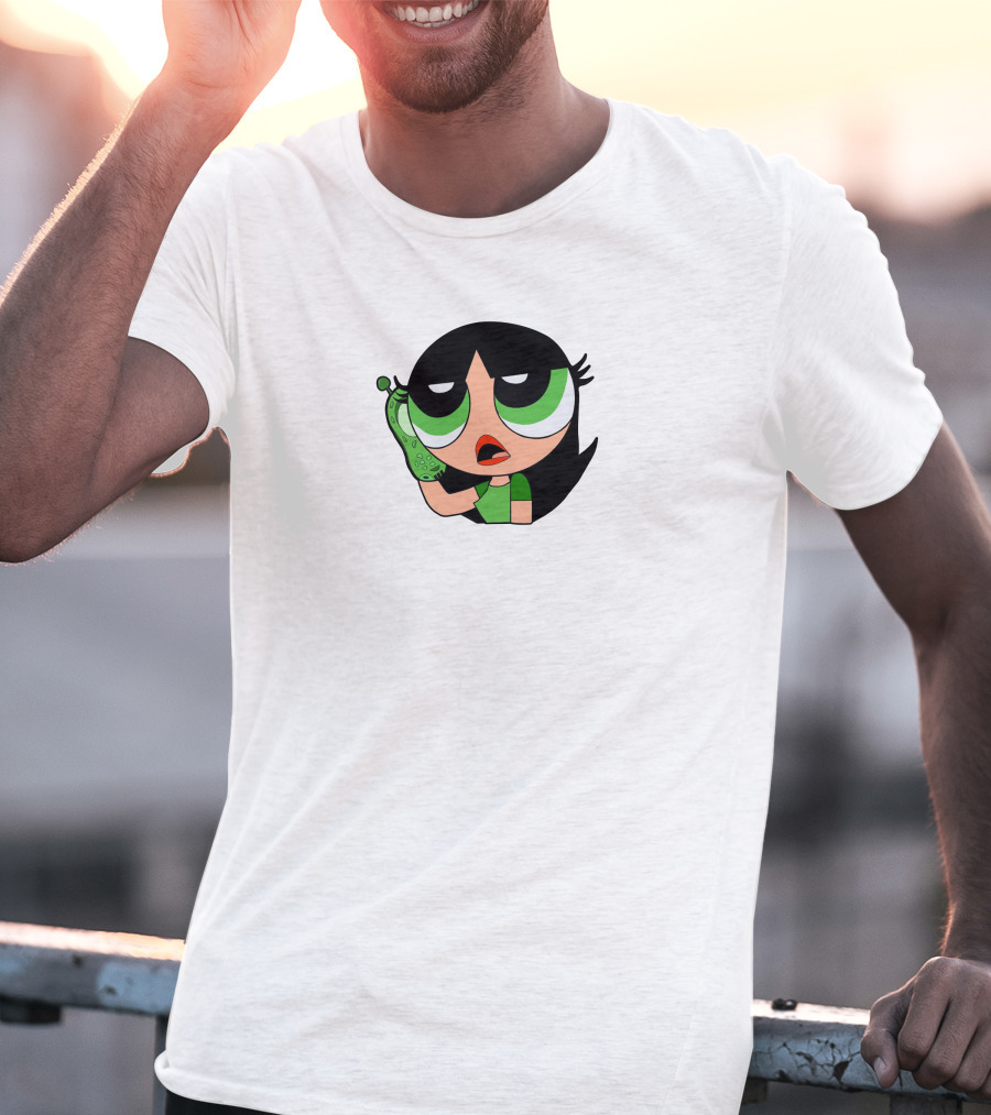 The Powerpuff Girls Buttercup Talking To Broccoli Phone Animation T-Shirt