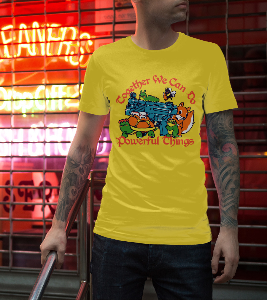 Together We Can Do Powerful Things Animals And Blue Water Gun T-Shirt